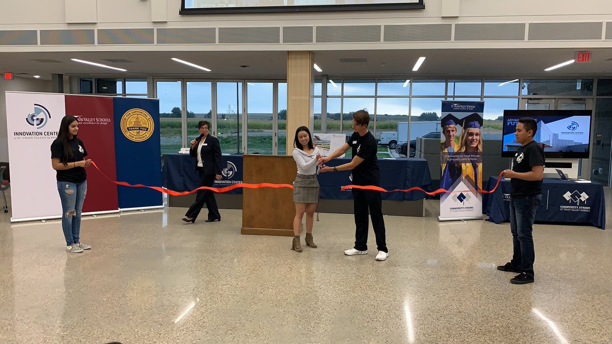 joshatherton's tweet photo. What a great ribbon cutting of our new Innovation Center for @svvsd! Congrats @ICPattyQ! #efsvv #svvsd #StVrainStorm https://t.co/UrNBK111Ap