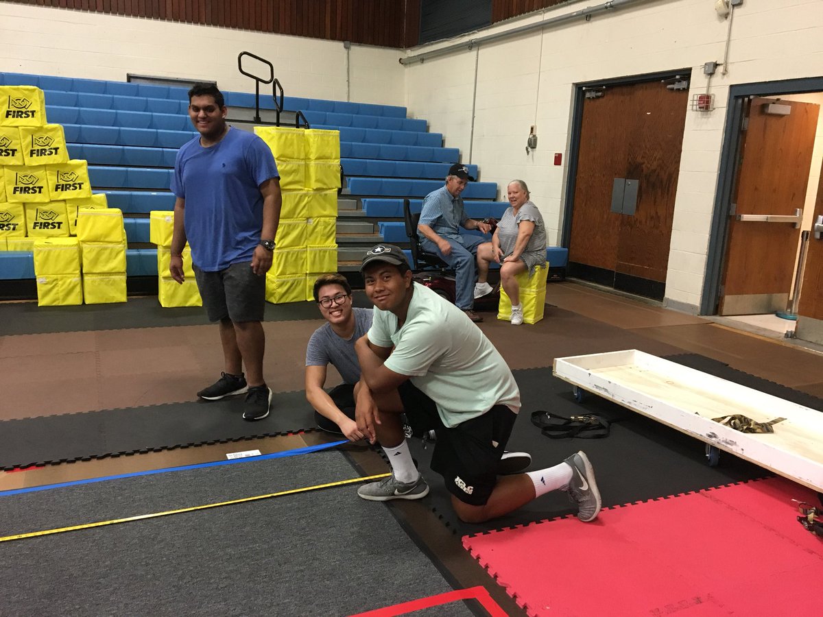 FIRSTNC's tweet photo. Almost ready for #Thor2018 thanks to our volunteers and host team @TRex4935 @ohstrojans Ready to #firstinspires Power Up! https://t.co/FNXriZGZiI