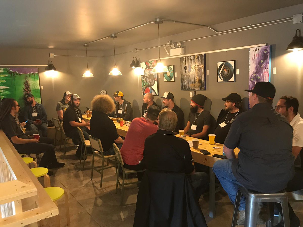 origintaproom's tweet photo. Talking #craftmalt production along with @redshedmalting and @canadamalting at #UnityBrew2018   @blindmanbrewery. #albertamalt #albertabeer https://t.co/IPW0eUyMpk