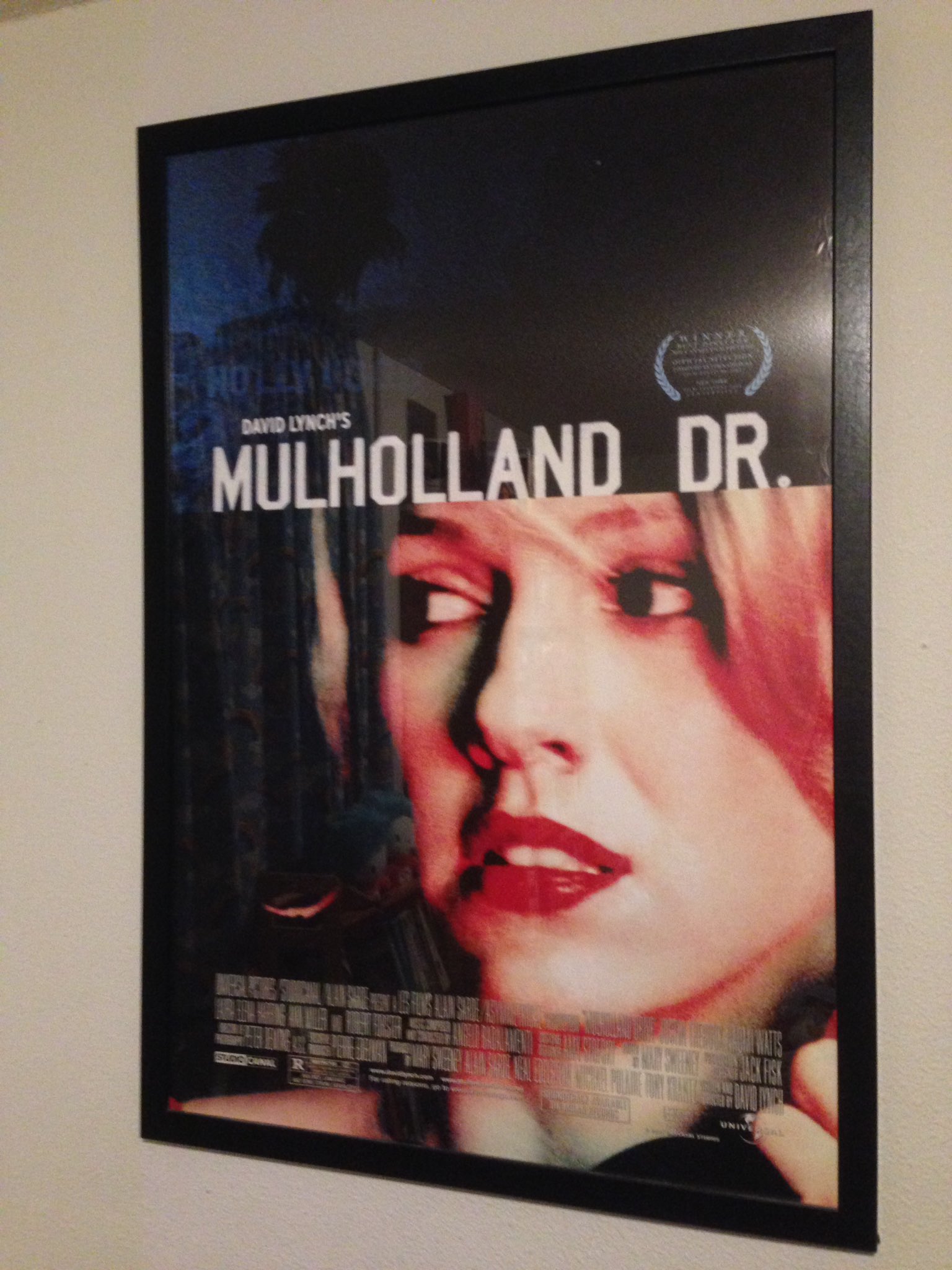 Happy birthday to my Dad and Naomi Watts!! My framed Mulholland Drive one sheet... 