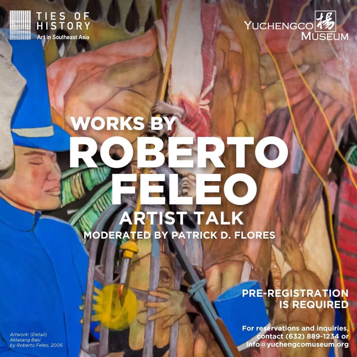 yuchengcomuseum's tweet photo. It’s happening TODAY!
.
Artist Talk with #RobertoFeleo at 2pm in @yuchengcomuseum 
.
Roberto Feleo represents the Philippines in the @tiesofhistory: Art in Southeast Asia exhibit. He will talk about his creative process and will give a glimpse into his works in progress
.
See you https://t.co/ZLJncAOi61