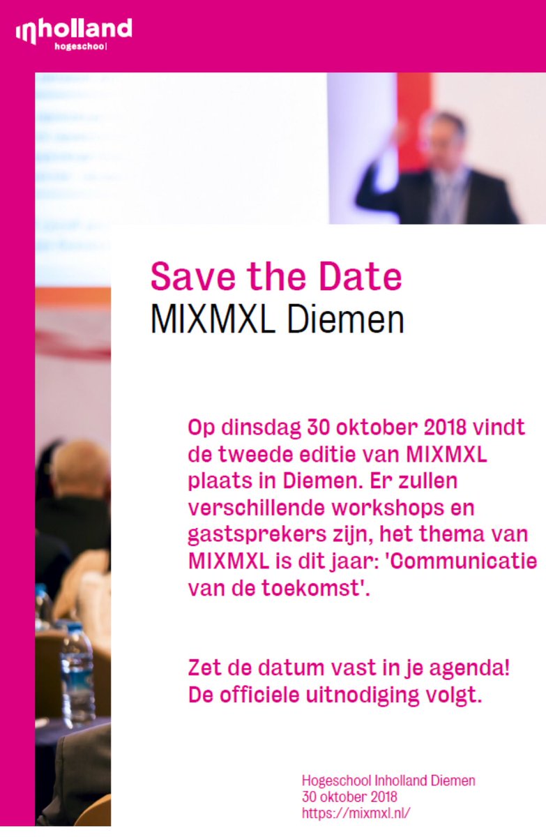 InhComRdam's tweet photo. 30 Oktober #mixm xl @InhCom Diemen. De #toekomst van #communicatie #inholland #creativefuture https://t.co/sgzVJUA3mx