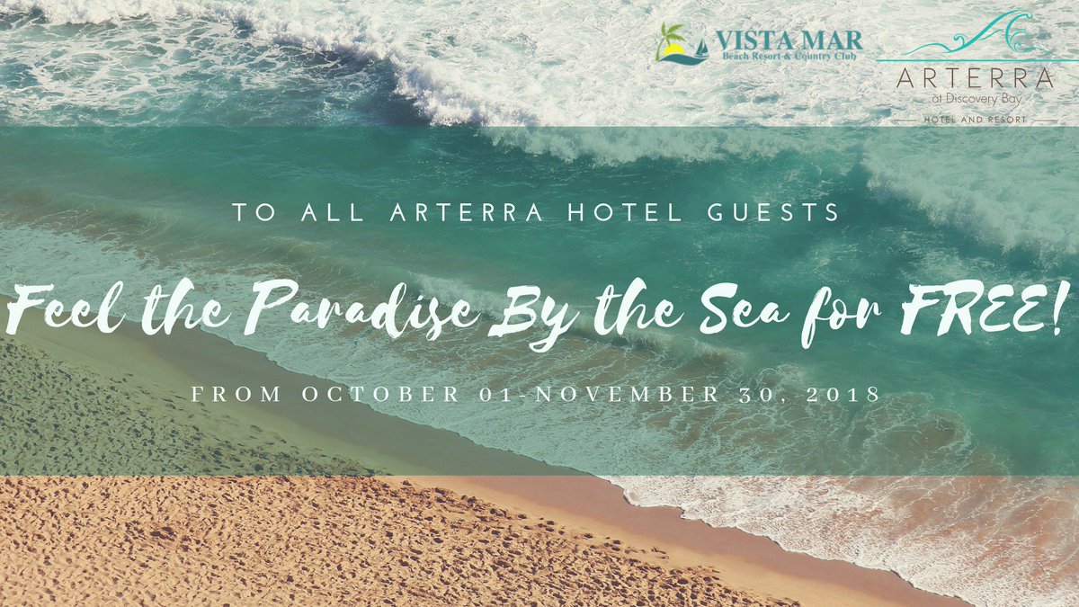 SotograndeGroup's tweet photo. enjoy two properties at the same time!
ARTERRA HOTEL GUESTS will have their FREE access to Vistamar Beach Resort's Swimming Pool and Beach!
FREE TRANSPORTATION (pick up and drop-off)
BOOK NOW!

#HotelDeals #HotelOffers #HotelPromos #SemstralBreakPromo #Cebuph #MactanIsland https://t.co/7z0tgrmbAZ