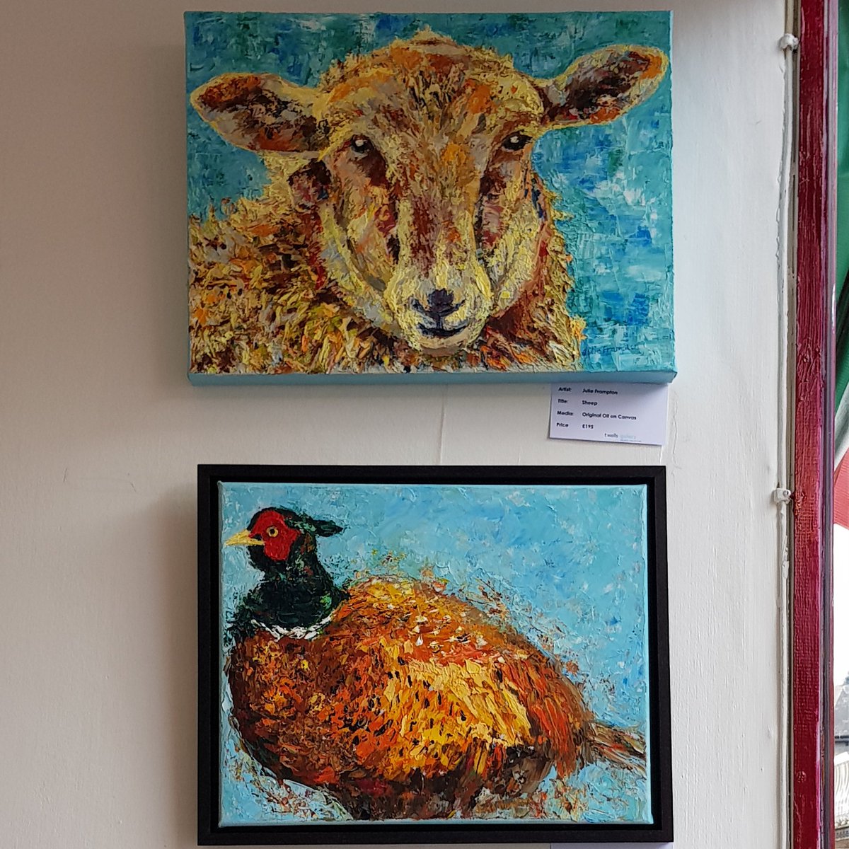 We have one off our amazing artist showcasing her work in our window display. How cute do these paintings look? These our Julie Frampton's work. #tunbridgewells #Kent #Creatives #paintinganimals