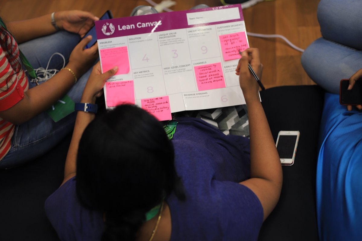 GovTechSG's tweet photo. Teams continue their journey on tech for good, with a lean canvas workshop on day 2 of SWSG Mega 2018 hackathon. They were guided on defining their problem statement, building on a unique selling point and uncovering what citizens want. #PublicGood #SWSG2018 #GovTechSG https://t.co/EJcp3vozIX
