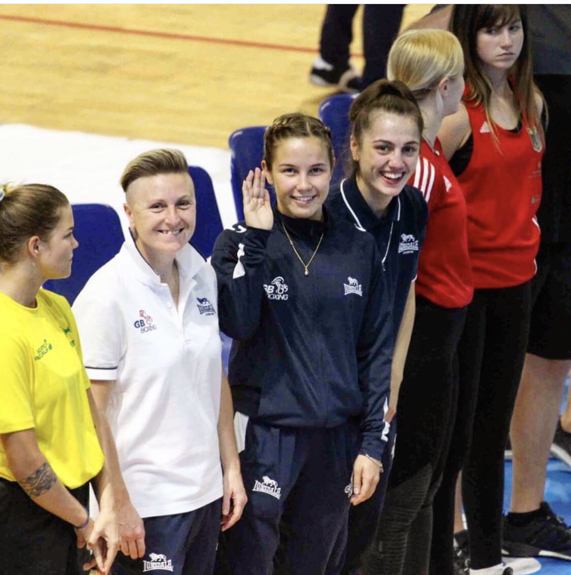 gbboxing's tweet photo. Opening Ceremony done out here in Spain with the girls in great spirits, ready to put on some great boxing displays #gbboxing #teamgb #thisgirlcan #boxing #spain #boxam #awkwardwave https://t.co/7m33sq41Vu