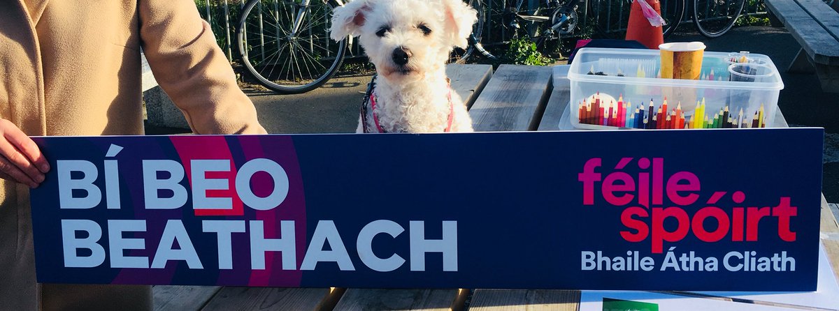 dccsportsrec's tweet photo. Our furry friend with a great message #Bí Beo Beathach #liveactivelivewell #DublinSportsfest @DogsTrust https://t.co/G3YXjIFlnI