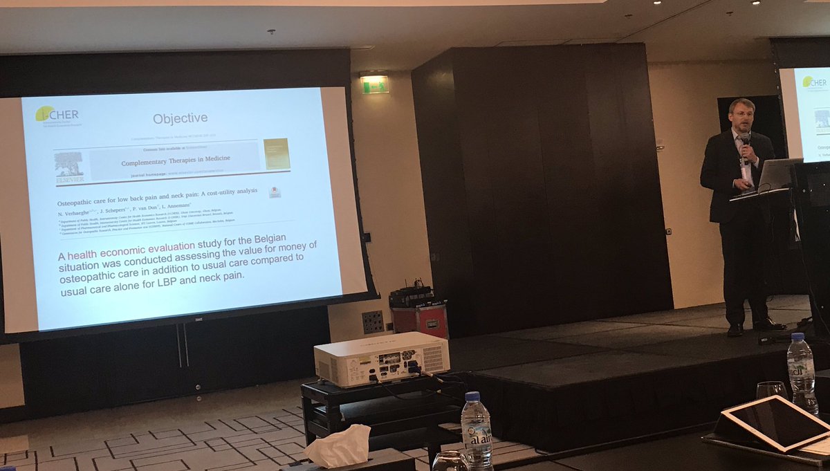 osteobcn's tweet photo. And another excellent example of a good and “highly-needed” study in #osteopathy Cost-utility analysis of osteopathic care made in Belgium. Mr. Van Dunn from @COMEColl presenting on #emiratesosteopathicconference #EOC2018 (Open Access) https://t.co/YMr4uznjIm https://t.co/HlYKkAC6Rp