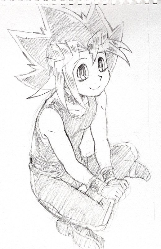 ラクガキしたはいいが、まだインターネットに載せてない絵、いろいろあるじゃん～。机の引き出しに入れっぱなしは、もったいないぜ～。というわけで遊戯さん。 