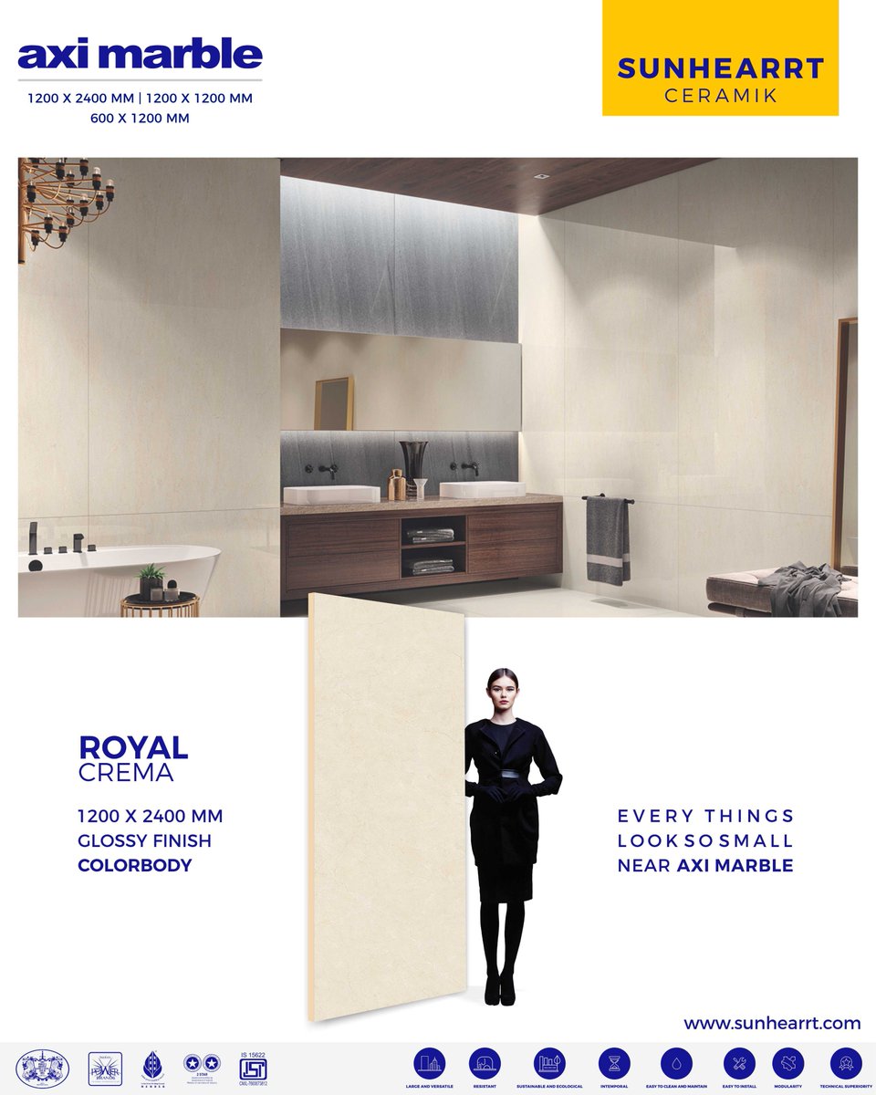 sunhearrt's tweet photo. Made for magnificence
#Sunhearrt #Ceramic #Tiles #AxiMarble
#1200x2400mm #1200x1200mm #600x1200mm #ROYALCREMA
#GlossyFinish #Colorbody
#Architect #Interior #Innovation #uniqueness #ceramictiles
#tiledesign #interiordesignideas #homeidea #Manufacturer
#Exporter #Gujarat #india https://t.co/GiUxmyIlJo