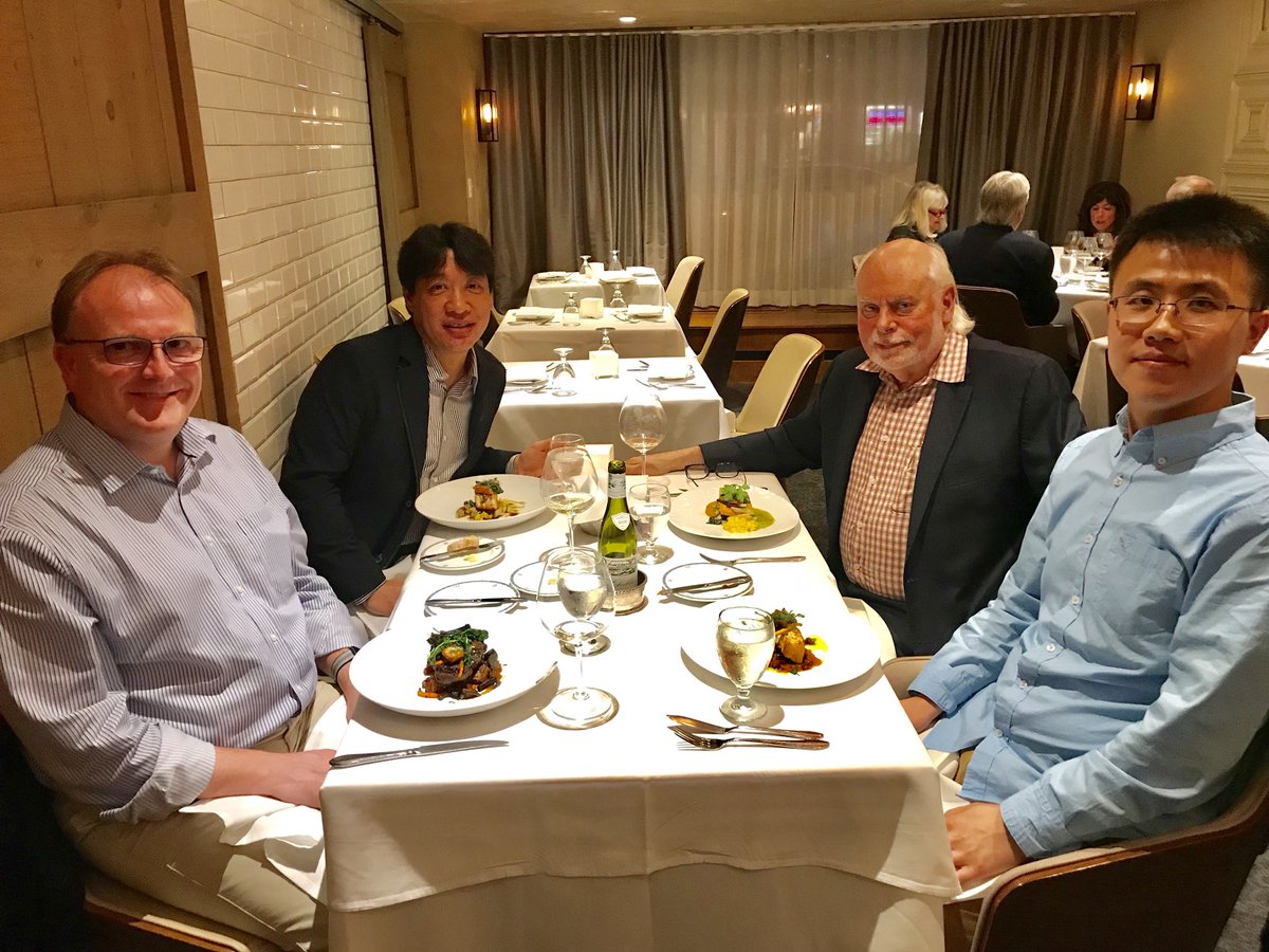 sirfrasersays's tweet image. We’re having a meal we’ll never forget with Ken Itami (@Itamilab) who came bearing gifts all the way from  Nagoya to take @NorthwesternU by storm at yesterday’s @IINanoNU Symposium. @prof_philp @penghaoeins. Here’s hoping, Ken, you’ll manage to dodge the typhoon heading for Japan