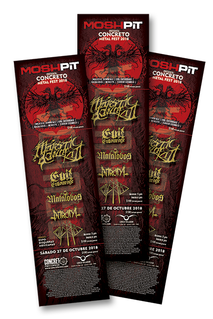 moshpitmx's tweet photo. ¿Ya tienen su boleto? #ConcretoMetalFest2018 27 de Octubre en @circovolador @MDownfall #EvilEntourage #Matalobos @Introtylmx @TerrorCosmico #ConcretoRecords $100 pesos https://t.co/jY1WEZHPrF