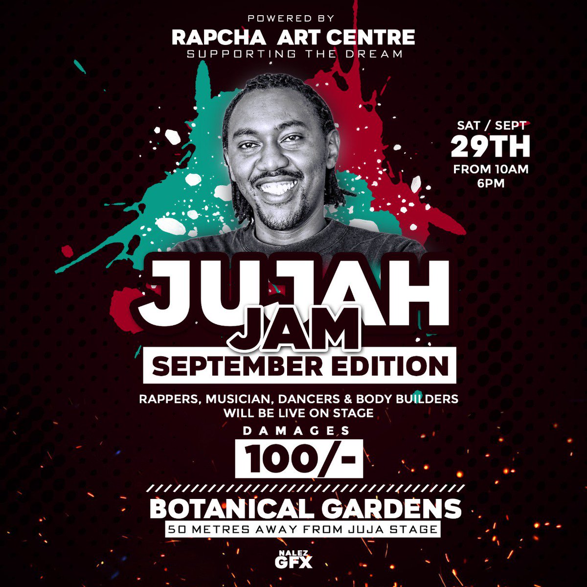 IAMRAPCHA's tweet photo. Today is the day, it's gonna be fire, lightning and thunder at botanical gardens in Juja, #JujahJam from 9am to 5pm............. Rappers, Musicians, Dancers, DJs, Acrobats, Comedians and Actors will be live on stage. https://t.co/RfEH0iROpV