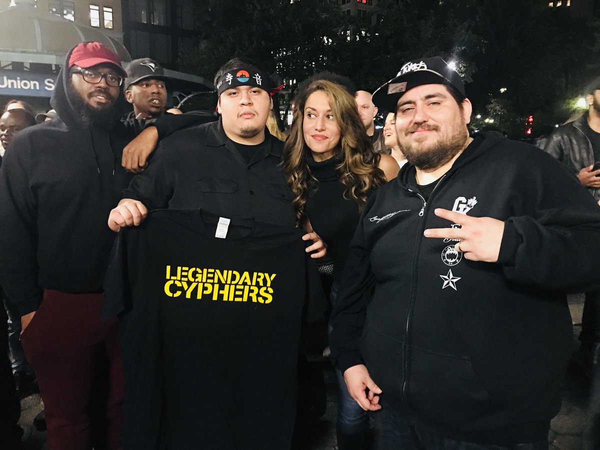 RachelFeinstein's tweet photo. Everyone follow these guys if you like hip hop and fine people! Great show in union square tonight! @LegendaryCypher https://t.co/6PNHPJs4WP