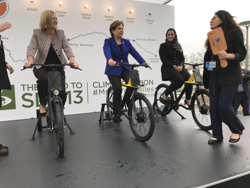 WECF_INT's tweet photo. @UN women leaders incl. Patricia #Espinosa head of #climate @unfccc as well as #WECF (2nd photo) try the #makeyourmiles to #COP24 during this weeks #UNGA #SDG13 https://t.co/pIXncp8iOI