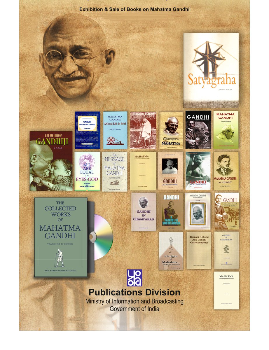 PIBAhmedabad's tweet photo. @DPD_India of the @MIB_India, Ahmedabad is organising an in-situ book exhibition to commemorate 150th birth anniversary of #MahatmaGandhi, from 1st to 10th October 2018 at Press Information Bureau hall, 2nd floor, Akhandanand Hall, Bhadra, Ahmedabad &amp; timings are 10.00 to 17.30. https://t.co/xcnNwPz1mM