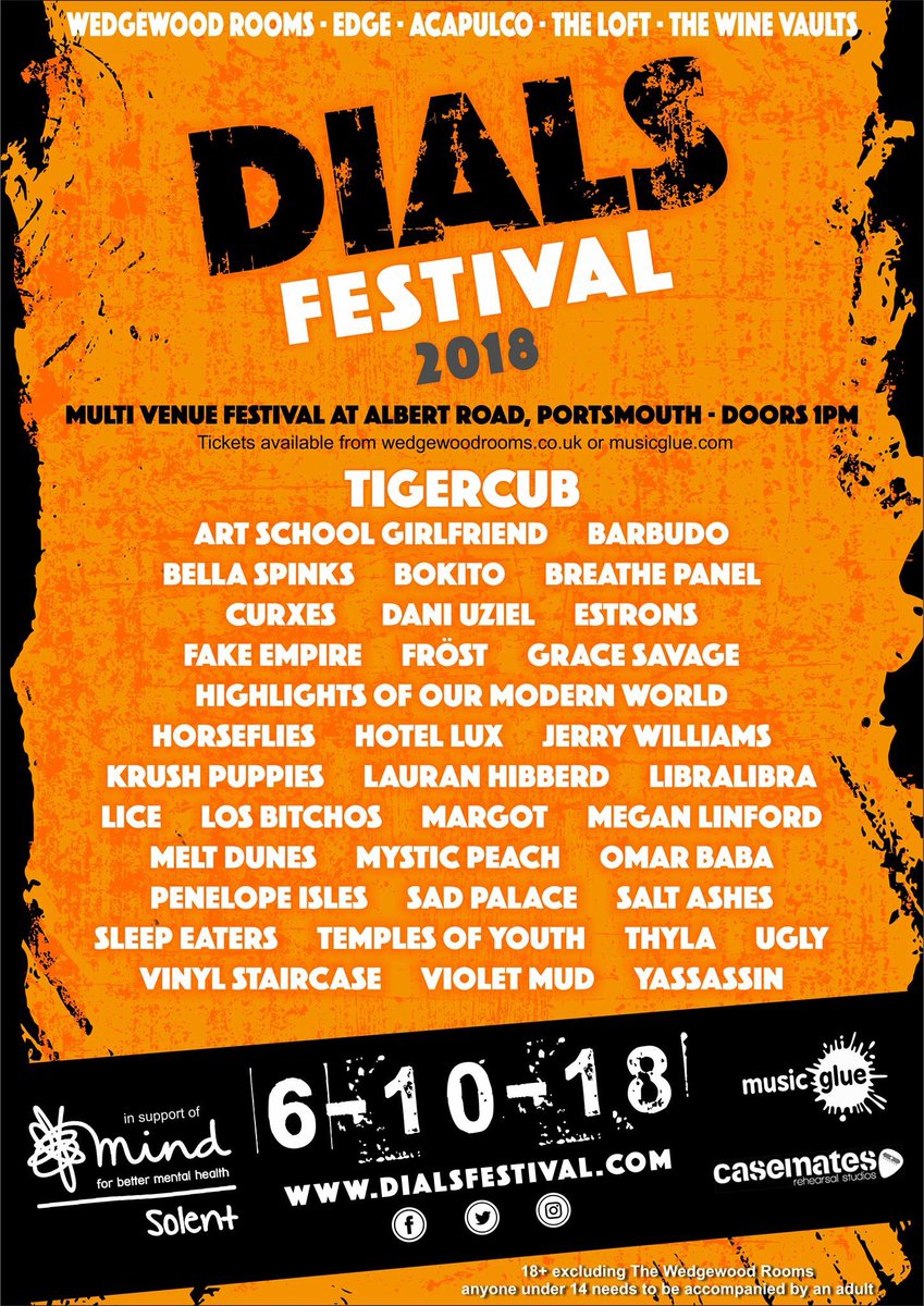 One week until <a href="/DialsFestival/">Dials Festival</a> ! This multi venue music festival features some of the UK's best new bands playing in support of Solent Mind. For tickets and info visit dialsfestival.com

Box office on Albert Road is open today from 12pm for physical tickets (no booking fee)!