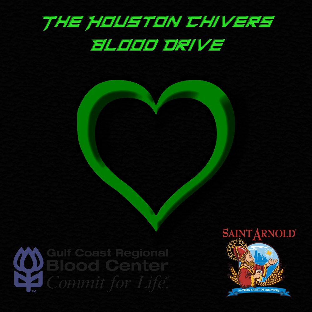 Hey guys we are teaming up with <a href="/commitforlife/">Gulf Coast Blood</a> for a blood drive in the month of Oct. Bonus: Donate during the first 14 days and get a voucher for a free pint at <a href="/SaintArnold/">Saint Arnold Brewing Company</a> ! Just give your screener the code "CHIV" and you will be added to our group! #KCCO #ChiveNation