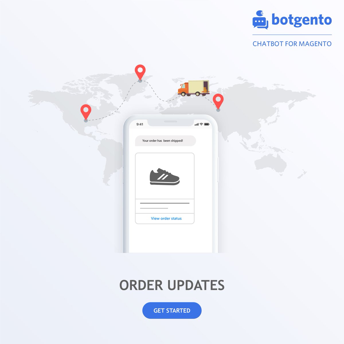 botgento's tweet photo. Now track shipment anywhere, anytime with Botgento, one stop point for all your needs.🚛🎁
#orderupdates #message #autoresponds #customersuccess #customers #ROI #chat #social #marketingtool #magentochatbot #magento #botgento #onlineshopping #chat #aibot #facebookmessengerchatbot https://t.co/QXBAv0gyyQ