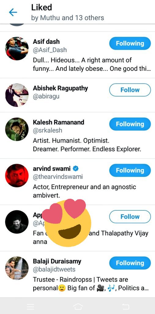 Thats extremely sweet of you to have liked my tweet sir @thearvindswami 😍 Your perfomance was just mind-blowing.. Loved CCV. Waiting to see second time. #CCV #aravindswamy ❤