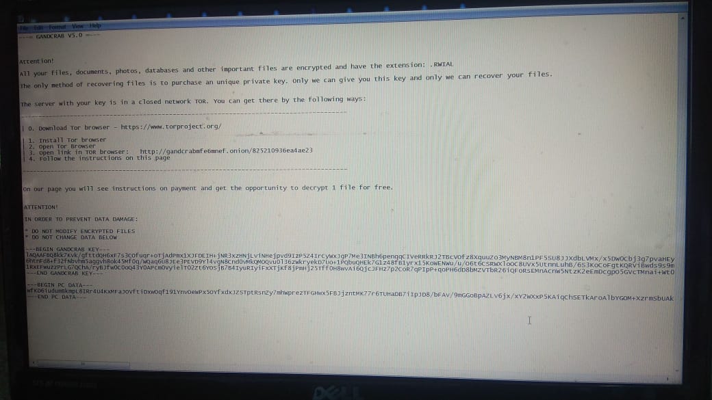 Dungrani_amit's tweet photo. Data encrypted. Any solution. #ransomware #dataencrypted #gandcrab v5 #crybercrime https://t.co/TWR9sXsAAW