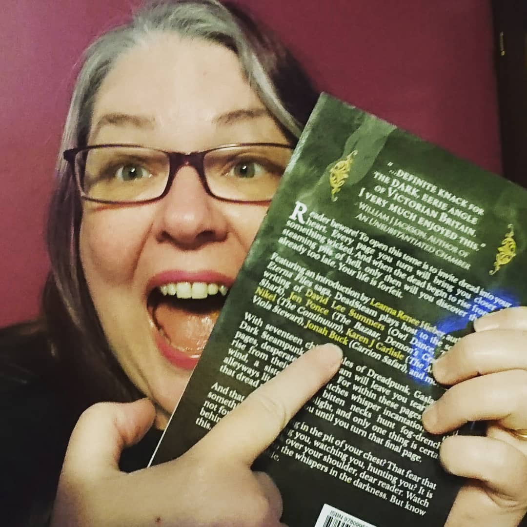 kjcarlisle's tweet photo. Look what arrived today! My contributor's copy of Deadsteam by @grimmergrimmerbooks Squee!
My story: The Case of the Murderous Migraine
#shortstory #anthology #dreadpunk #victorianmysteries #bookstoread #bookstagram https://t.co/TosAvmkVEB