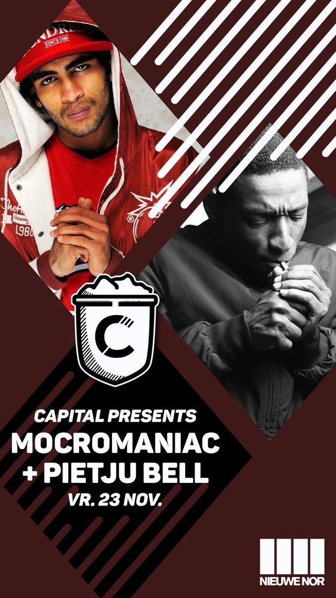 capital045's tweet photo. Vanaf nú in de verkoop: twee nieuwe @capital045-avonden met MocroManiac, Pietju Bell (23 november) en Jiri11, Cry (25 januari) https://t.co/778ICbWaxs  #hiphop #heerlen https://t.co/H1Yv4DufsG