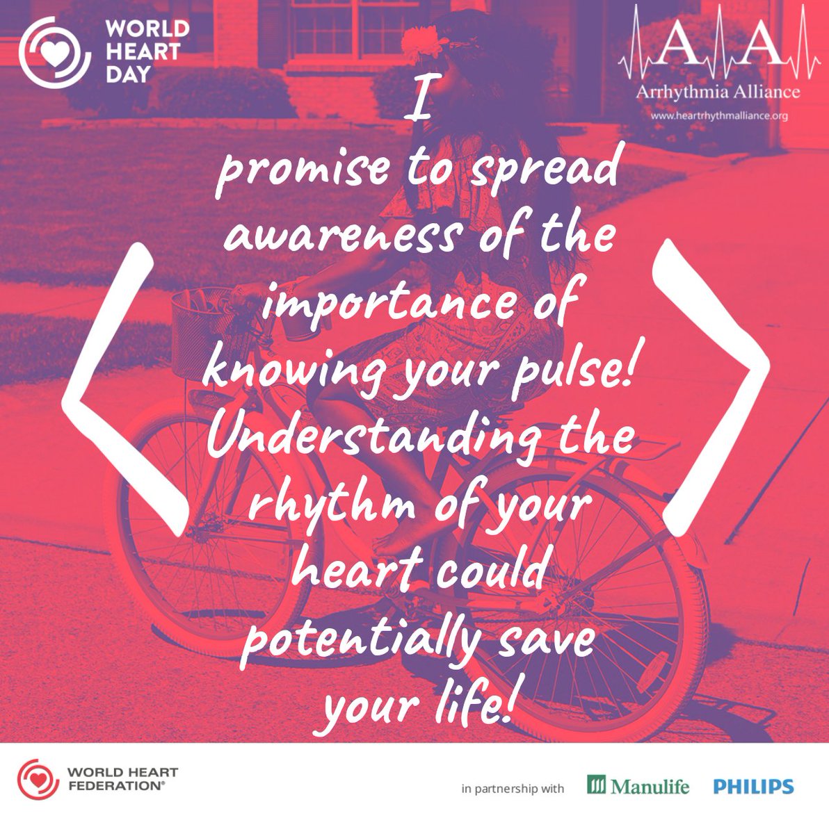KnowYourPulse's tweet photo. Get involved on #WorldHeartDay by making a promise for your heart. Charlene from #ArrhythmiaAlliance Patient Services has promised to spread awareness of the importance of #KnowYourPulse < ❤️ > Have you made your heart promise? @worldheartfed https://t.co/rnSphzUr8g