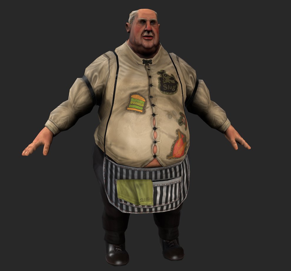 AnnaMimik's tweet photo. The Slug. Our nasty barman from @KapiaGame recieved a complete texture makeover. 
#3D #indiegame #gamedeve  #3dgame #adventuregame #3Dmodeling #devblog #blog #gamemaking #newgame #indiegamedev #indie #workinprogress #progress #gameprogress #gamemodel #lowpoly #screenshotsaturday https://t.co/gMew39KCRW