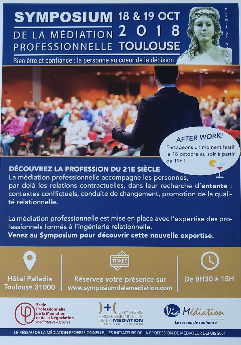 SymMedPro's tweet photo. L'entente est la condition d'une relation d'alterité, venez découvrir la profession promotrice de l'entente : la médiation professionnelle à Toulouse les 18 et 19 octobre. https://t.co/VPUJeKASuG