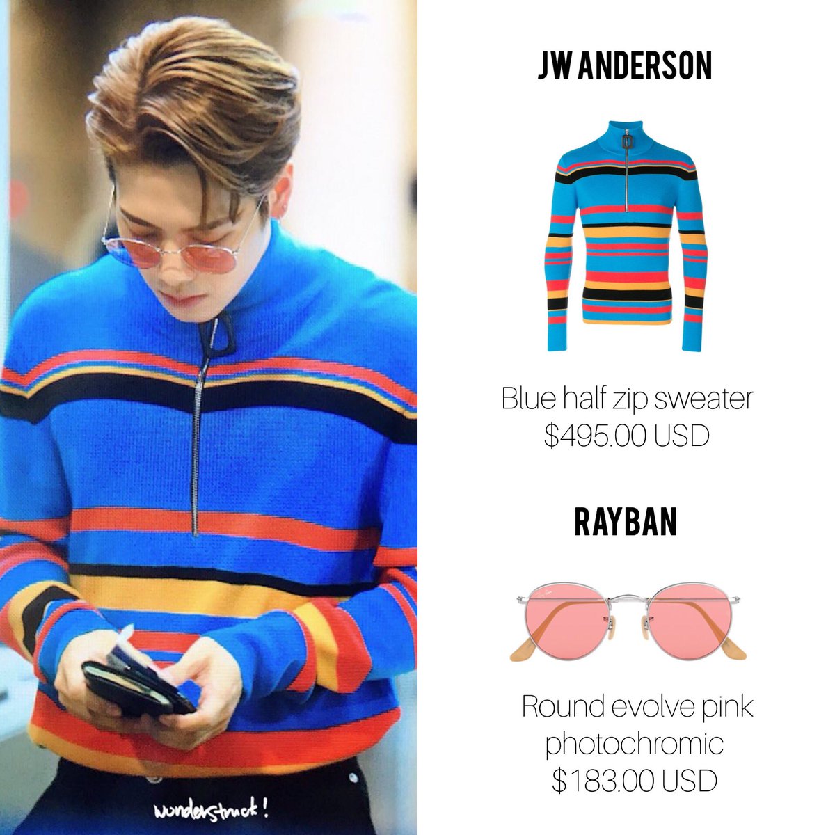 JW Anderson Blue half zip sweater 