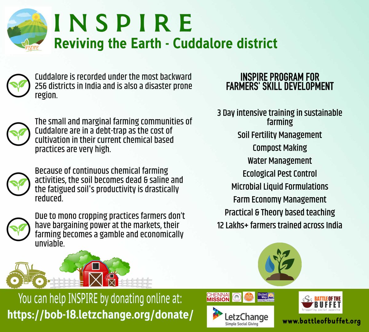 BattleotBuffet's tweet photo. INSPIRE is focused on reviving our earth through sustainable practices. 

Their latest focus is on educating and helping farmers in the disaster-prone Cuddalore district.

You can help by donating to them at https://t.co/S6Xmk4pu6e

@Letz_Change #CrowdFund https://t.co/I1ukzkndxy