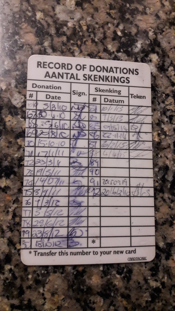 DonovanButler's tweet image. After losing my @theSANBS blood donor card over 2 years ago, I received it back while donating yesterday. In the 6 years that I had the card I donated 26 times, in the 2 years that it was missing I donated another 17 times. My total is now 109
#Gazlam
#BloodIsLife
#DonateToday