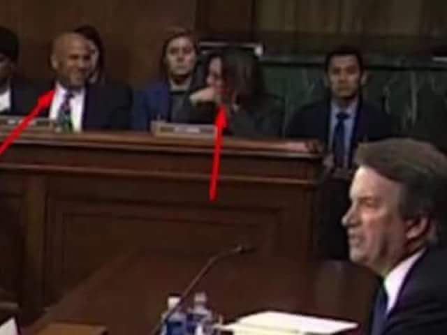 Check out Cory Booker and Kamala Harris laughing at each other during Kavanaugh testimony