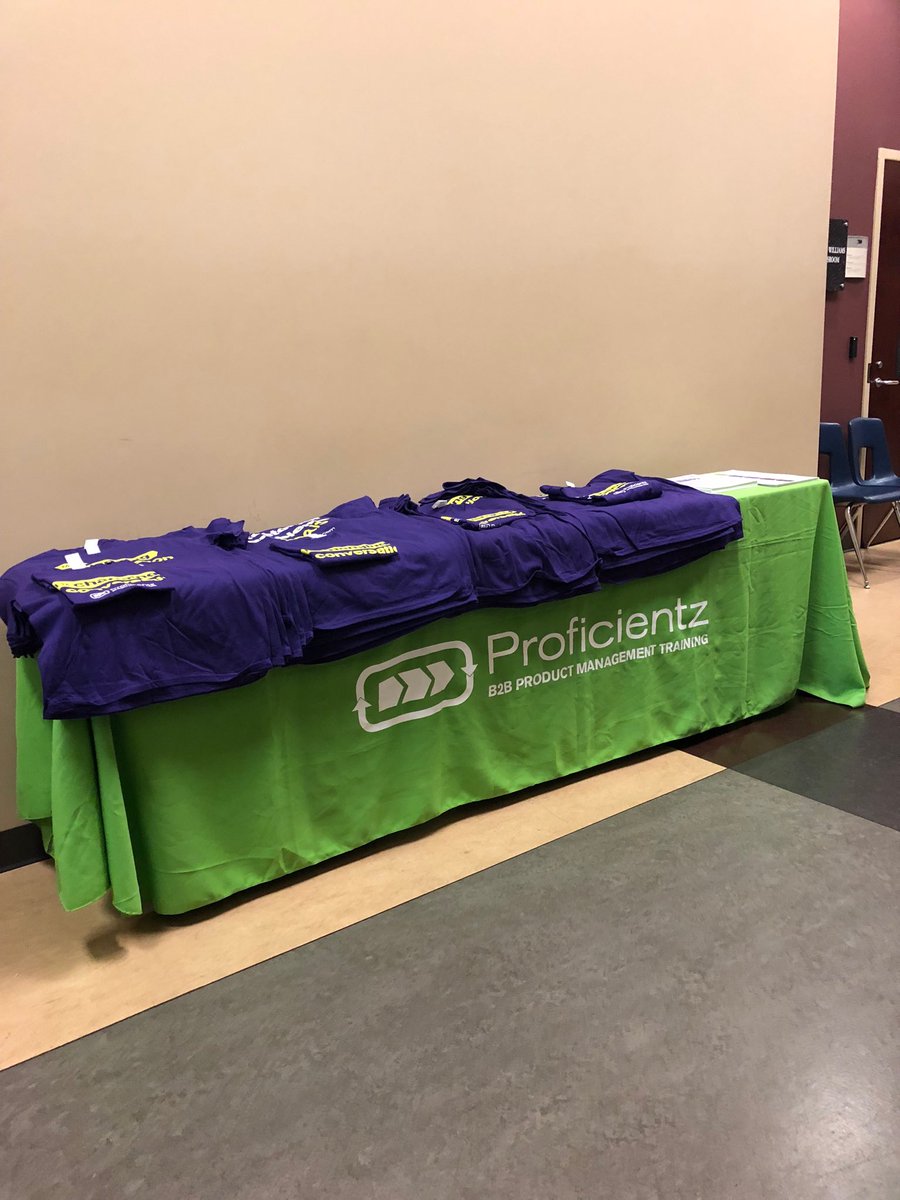 ⁦<a href="/ProductCampNash/">ProductCampNashville</a>⁩  stop by the Proficientz table and get one of these cool t-shirts. #pcn18
