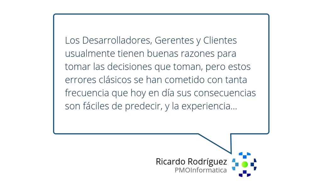 PMOInformatica's tweet photo. Errores clásicos en la gestión de desarrollo de software https://t.co/0qVlruQbEP #Software #ITIL #InformationTechnologyInfrastructureLibrary https://t.co/Y4mUGoHvJY