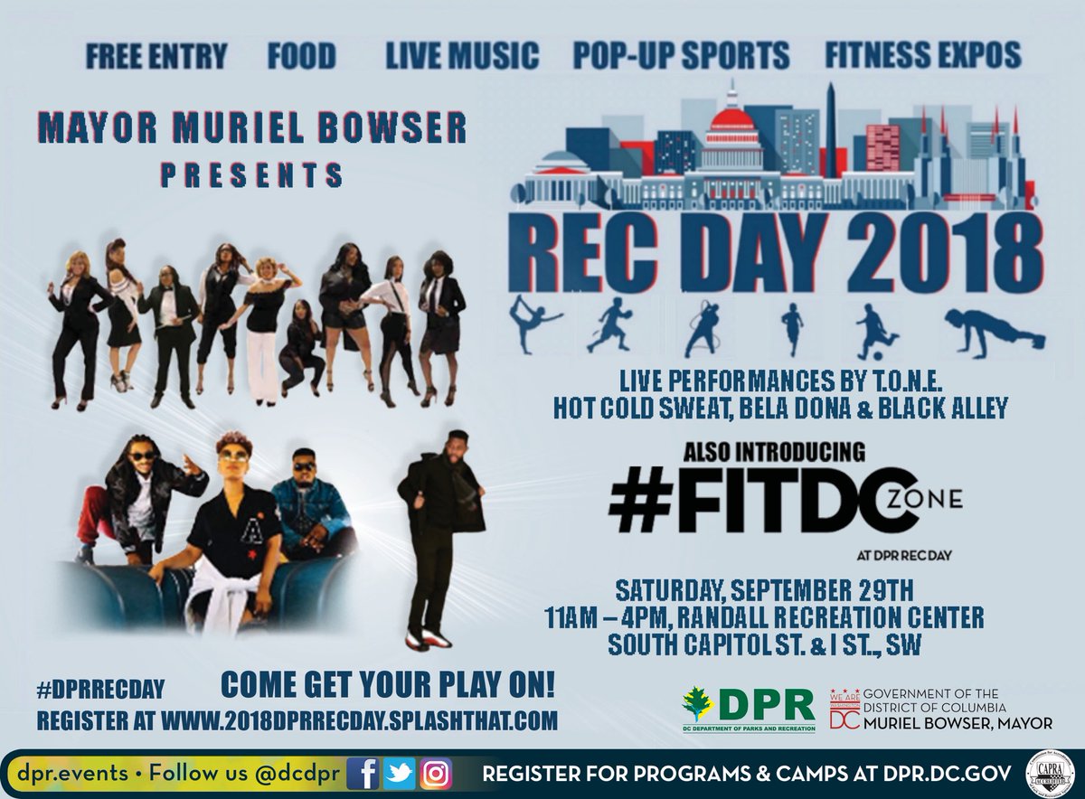 MayorBowser's tweet photo. Good morning #DC! Here’s your Saturday lineup ⬇️
🏃♀️11AM: #DPRRecDay, Randall Rec Center ➡️ https://t.co/R7jXyeDrp0.
🎉 1PM: Fiesta DC Parade, 7th and Constitution Avenue NW ➡️ https://t.co/Y39CwWb922.
🎨 7PM: #ArtAllNightDC, #All8Wards ➡️ https://t.co/OmCjyP1ow5. https://t.co/Txfrj4msNW