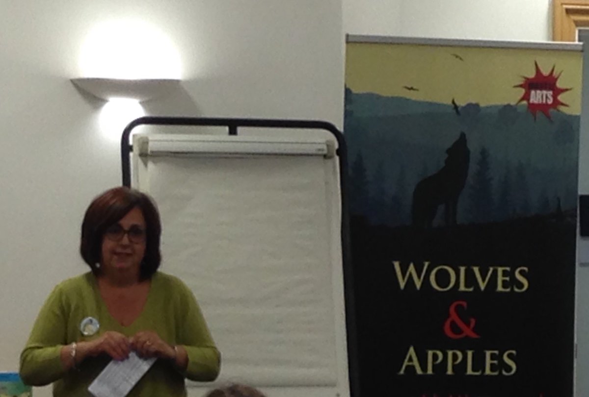 MantleArts's tweet photo. #WolvesandApples underway. @narinderd talking about how to write what kids want to read. https://t.co/MuZ9ZCG8sK