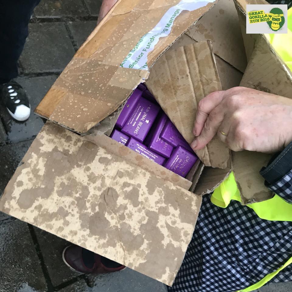 Our beautiful <a href="/AnnaXenia/">Anna Xenia Somerset</a> in the rain handing out <a href="/Original_Beans/">Original Beans</a> CRU #Virunga minibars to <a href="/GreatGorillaRun/">Great Gorilla Run</a> participants!

#Chocolate #GGR18 #Gorilla #Conservation