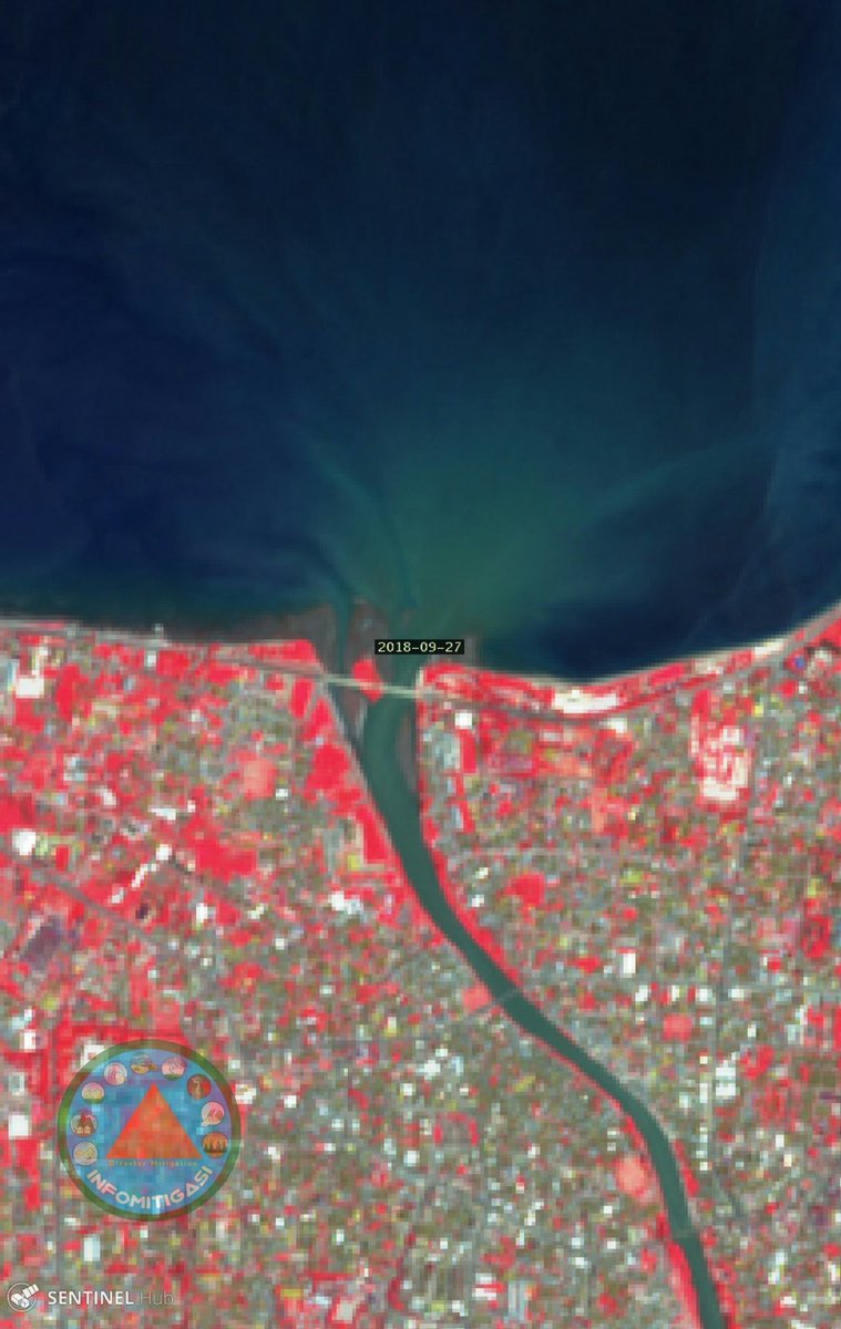 infomitigasi's tweet photo. Citra satelit #JembatanKuning Kota  Palu tanggal 27-September-2018 ( Sehari sebelum terjadi gempa &amp; tsunami ) via satelit #Sentinel2 #Copernicus diambil dari berbagai Band / Kanal. #PrayForPalu #PrayForDonggala https://t.co/Hbxo1pXlzP
