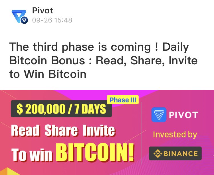 moldain's tweet photo. Hi guys.. if you want get free BTC everyday, i suggest you to sign up this app.. no scam.. just follow step by step guidance in pivot

💰Read the post to get BTC Bonus: The third phase is coming ! Daily Bitcoin Bonus : Read, Share, Invite to Win Bitcoin https://t.co/NrHq17wDim https://t.co/ik8CE4XC5r