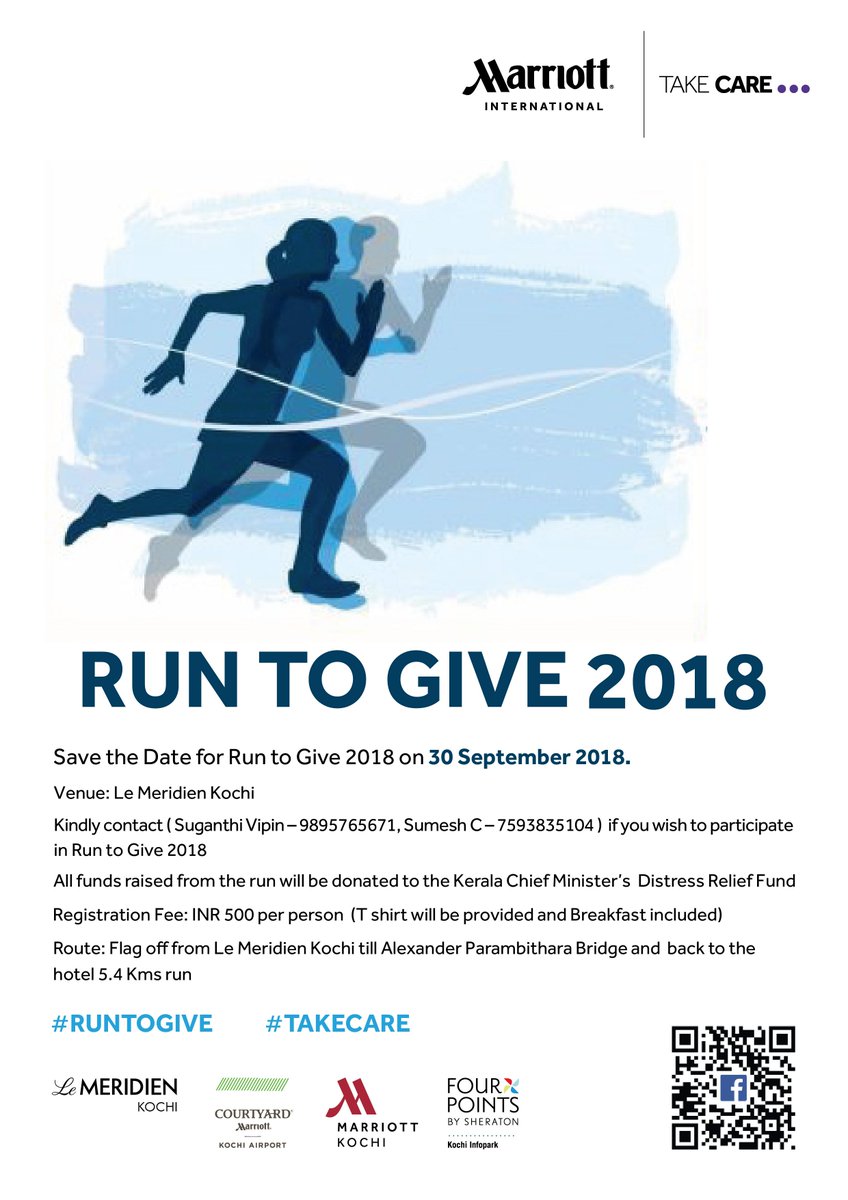 RitzMagChennai's tweet photo. Join the Run To Give 2018 by Marriott India being flagged off at Le Méridien Kochi!! #annualcharityrun #runtogive #CMfloodrelieffund #kochi @kochimarriott #kochiedition
Read more: https://t.co/WsMvAU71rl https://t.co/MDuj3rgIeA