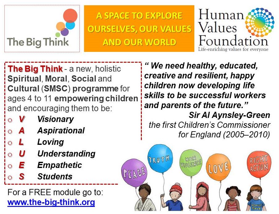 HVF_Values's tweet photo. Coming soon - The Big Think - a programme empowering #children aged 4-11 to be #values-led & so feel healthy & happy. FREE module: https://t.co/cWJrUpYMph #UKedchat #SLTchat #NQTchat #PSHE #SMSC #KS1 #KS2 #PrimaryRocks #SDGs #wellbeing @WomenEd #PGCE @james_minter #how2behappy https://t.co/fidxDgCPCy