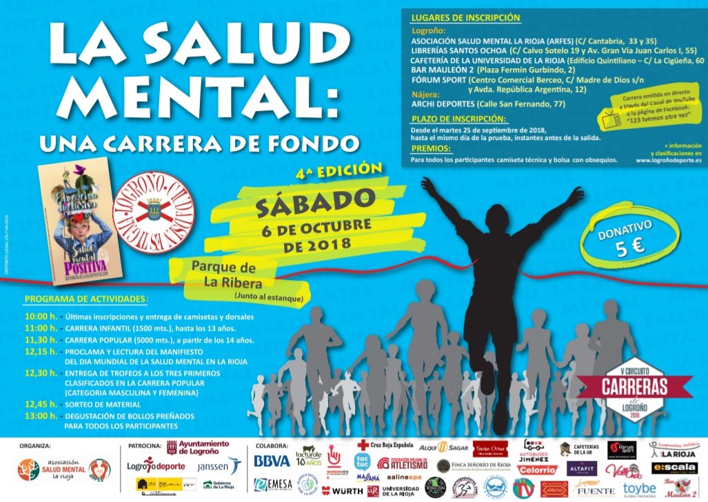 CaSaludmental's tweet photo. La Salud Mental: una carrera de fondo.Dia Mundial de La Salud Mental '18 "Ponte en mi lugar, conecta conmigo" https://t.co/ZdmyvYqfH8