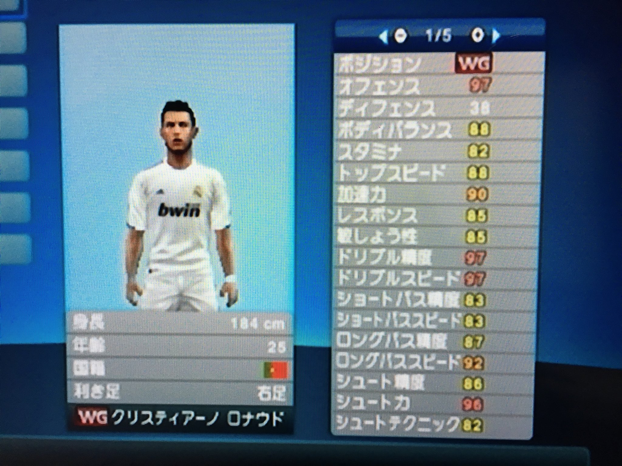 ゆう ウイイレ11のロナウドの能力値 この頃はガッツリドリブラーだった でもジャンプ ヘディング 決定力 キック力あたりも高いのを見ると元々ストライカーになる要素もあったんだなって思う T Co Oy6ciwodhx Twitter