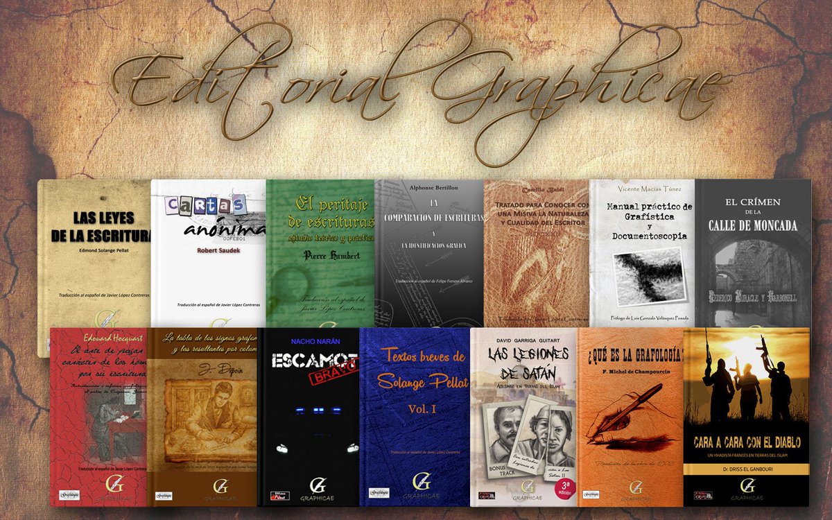 graphicae's tweet photo. Nuestro catálogo actualizado a octubre de 2018. De venta en @UniliberCom @Abaco_Libros #grafología #grafoscopia #grafística #periciacaligráfica #documentoscopia #escamotbravo #criminología #legionesdesatan https://t.co/cY0rLTPLyF
