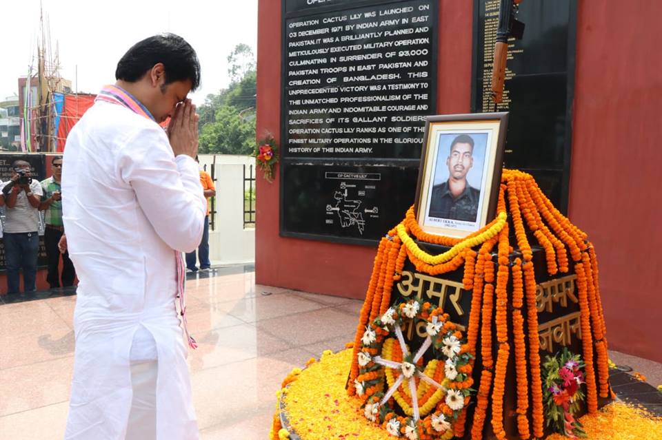 directorica's tweet photo. As a part of surgical strike second anniversary programme, Hon'ble CM Shri Biplab Kumar Deb today visited Albert Ekka Park at Lichu Bagan, Agartala for paying homage to our soldier. https://t.co/skmo6wA7Ws