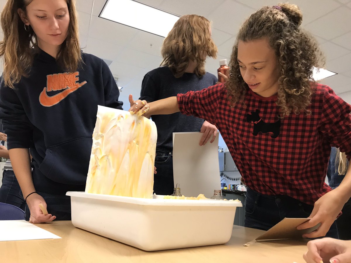 Colgan Visual Arts (@colganvisarts) on Twitter photo Have you ever marbled paper? CFPA Art 2 students created marbled paper using shaving cream and liquid watercolor for the end pages of their handmade sketchbooks! #CFPA <a href="/colganhs/">Colgan High School</a> Have you ever marbled paper? CFPA Art 2 students created marbled paper using shaving cream and liquid watercolor for the end pages of their handmade sketchbooks! #CFPA <a href="/colganhs/">Colgan High School</a>