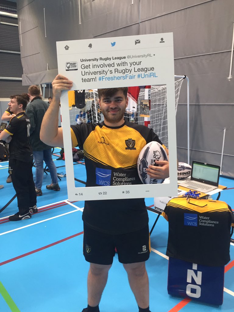 Vice President Jez getting into the spirit of things @universityrl #unirl #freshersfair #universityrl #rugbyleague #injezwetrust
