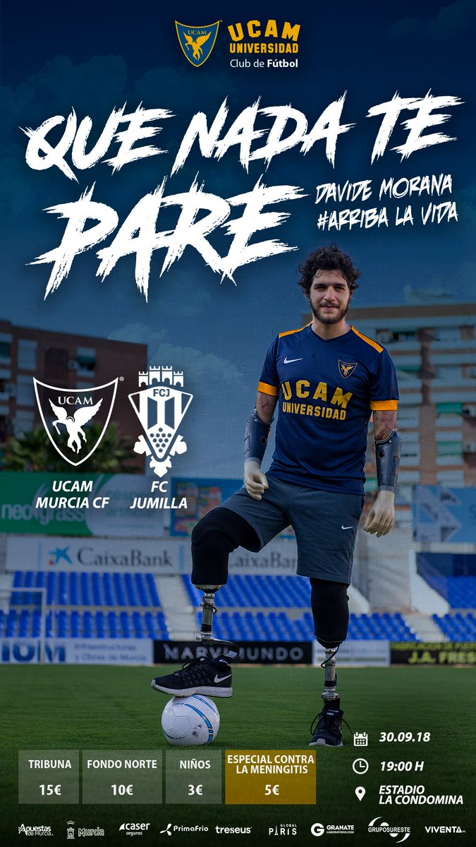 asemitiel's tweet photo. La fuerza de amar la vida. El deporte y los valores unidos mañana en La Condomina. Vamos! #OrgulloUCAM https://t.co/CJFGA8Oppf